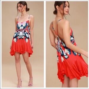 Free People Red Floral Mini Dress